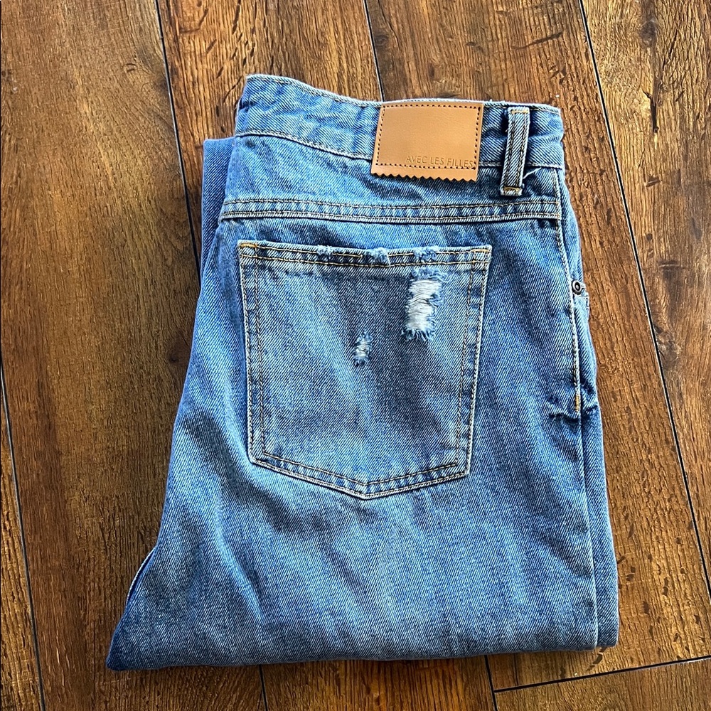 Avec Les Filles Light Blue Distressed Jeans